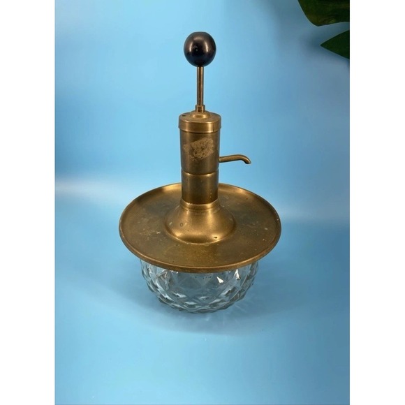 Park Bench Kids Other - Antique Style Vintage Brass Soap Dispenser Glass Base Pump Bathroom Decor VTG